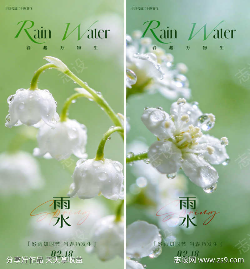 雨水节气海报