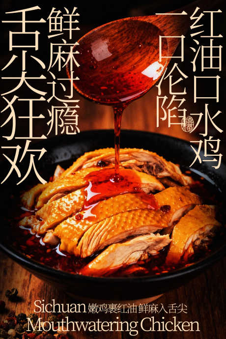 红油口水鸡舌尖上的诱惑美食海报