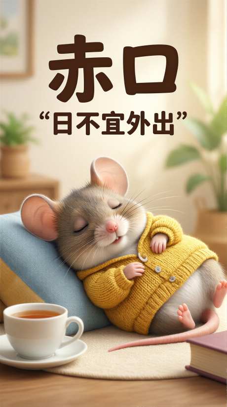 可爱小老鼠卡通形象插画