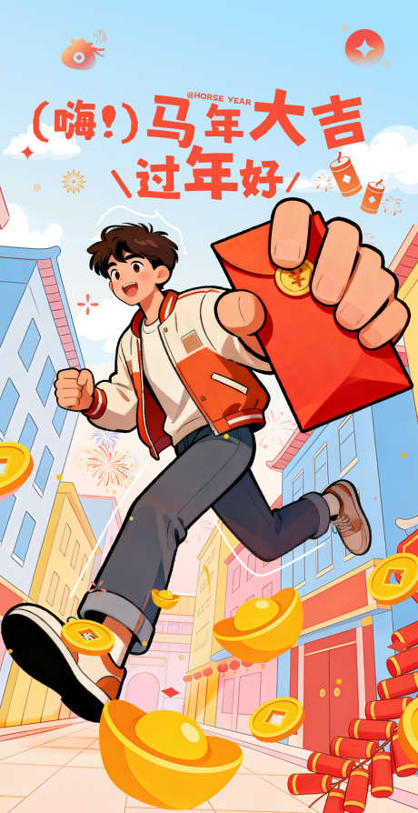 大角度透视春节海报