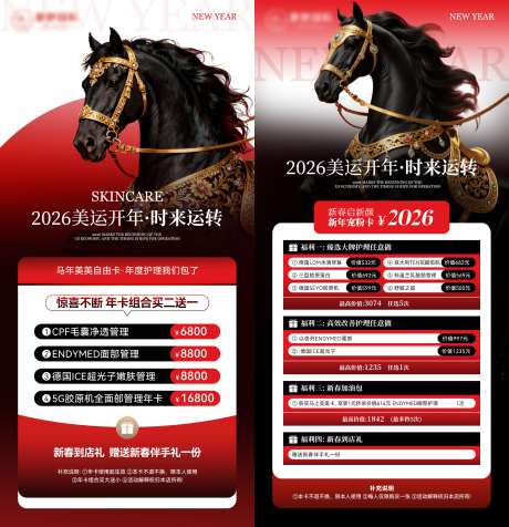 高级红色马年医美项目宣传海报