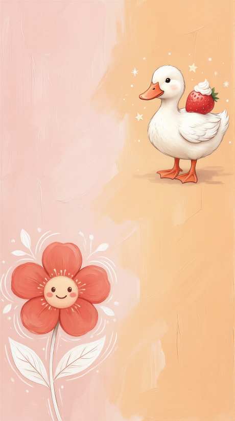 治愈系插画壁纸油画质感壁纸海报