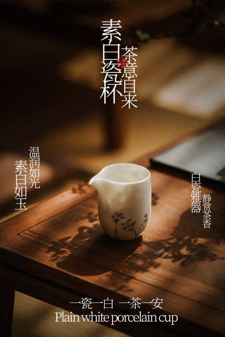 素雅茶杯中式韵味海报
