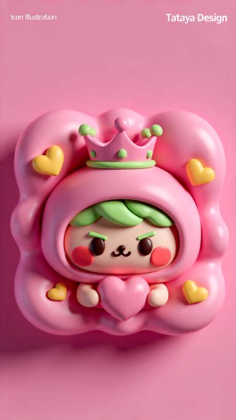 粉色立体浮雕感图标