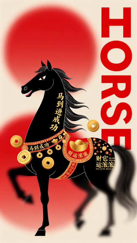 传统吉祥元素与现代设计的马年新春文创海报