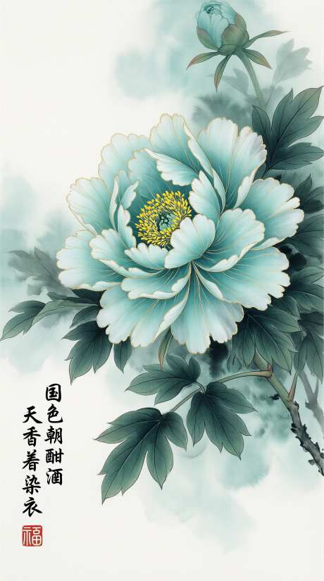 传统水墨意蕴审美情趣花卉画壁纸海报