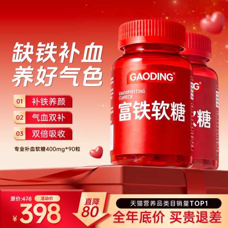 红色喜庆药品保健品活动大促主图直通车_源文件下载_PSD格式_1440X1440像素-主图,大促,保健哦-作品编号:2026022813013203-志′设˙网