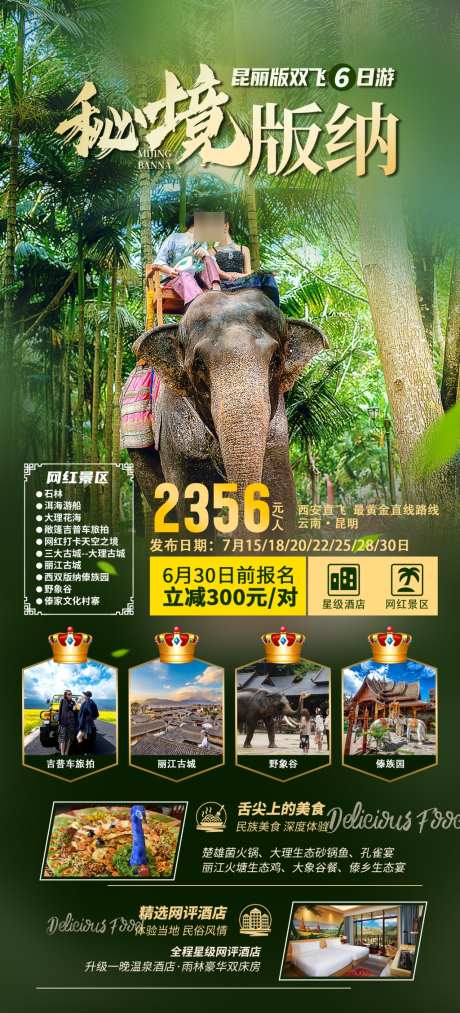 云南西双版纳旅游海报
