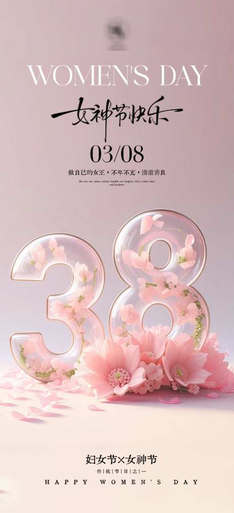 38女神节国际妇女节女神节围感海报