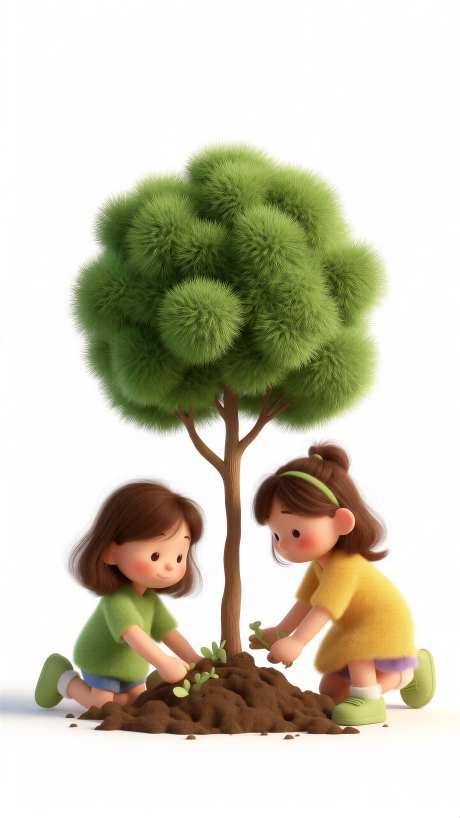 插画风格植树节元素_AI图片下载_采样_2304X4096像素-春日,草地,插画风格-作品编号:2026030909041695-志ˈ̹设′网