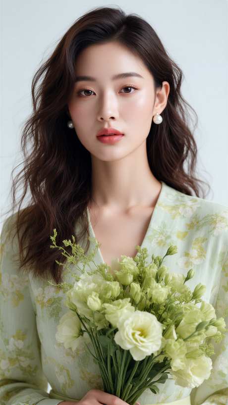 医美春日模特摄影图_AI图片下载_采样_2304X4096像素-鲜花,摄影图,模特-作品编号:2026030909146041-志˓设·网