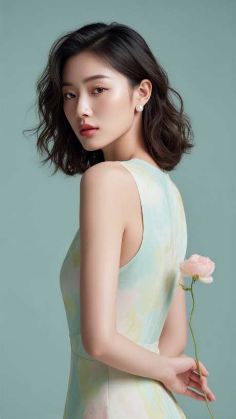 医美春日模特摄影图_AI图片下载_采样_2304X4096像素-鲜花,摄影图,模特-作品编号:2026030909272611-志͵设ˇ网