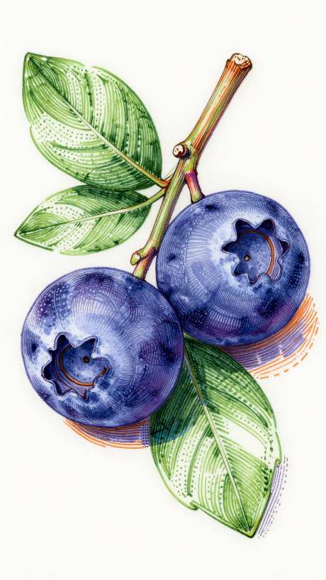 蓝莓彩绘钢笔画