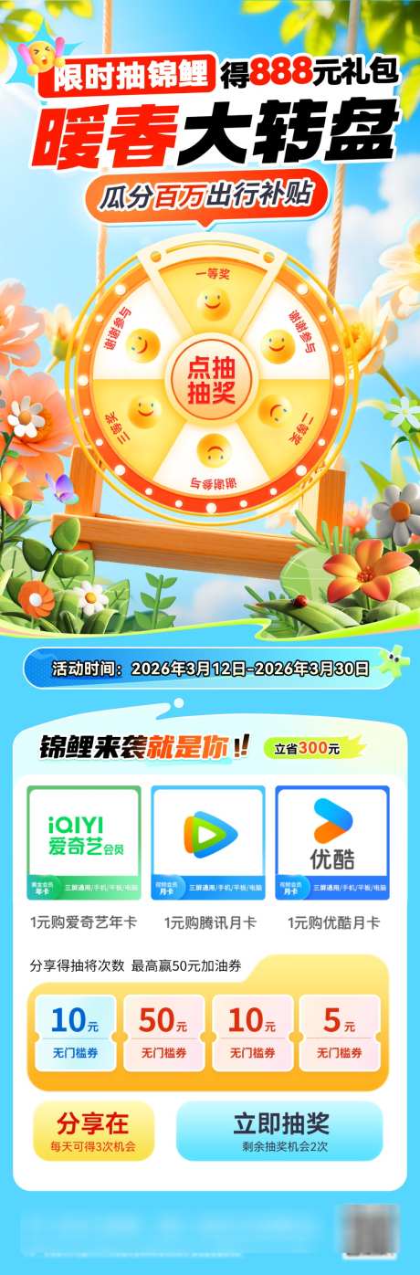 暖春抽奖机幸运大转盘福利锦鲤红包优惠券电_源文件下载_PSD格式_1024X3107像素-海报,电商,优惠券-作品编号:2026032309054962-志‘设˯网