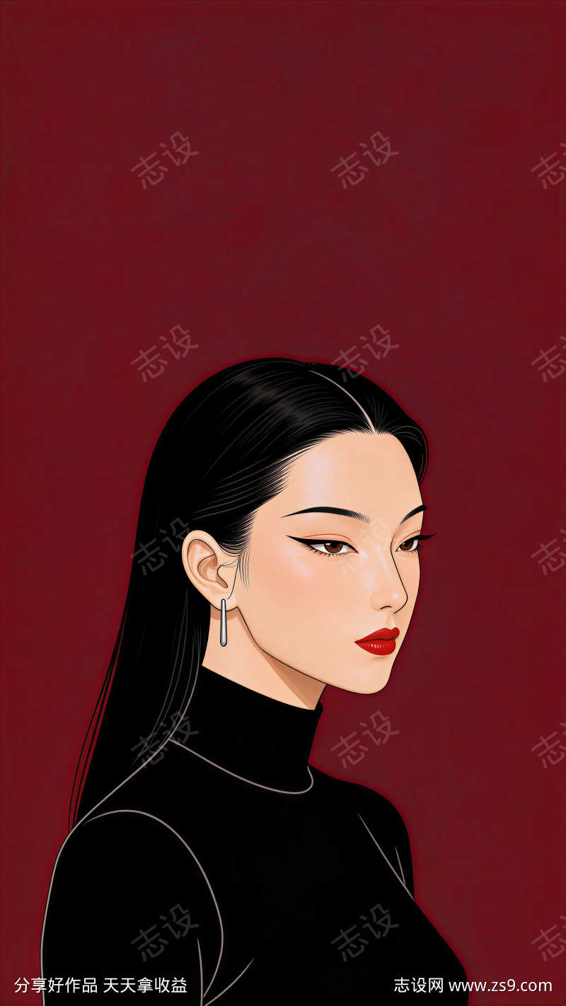极简平涂人物插画