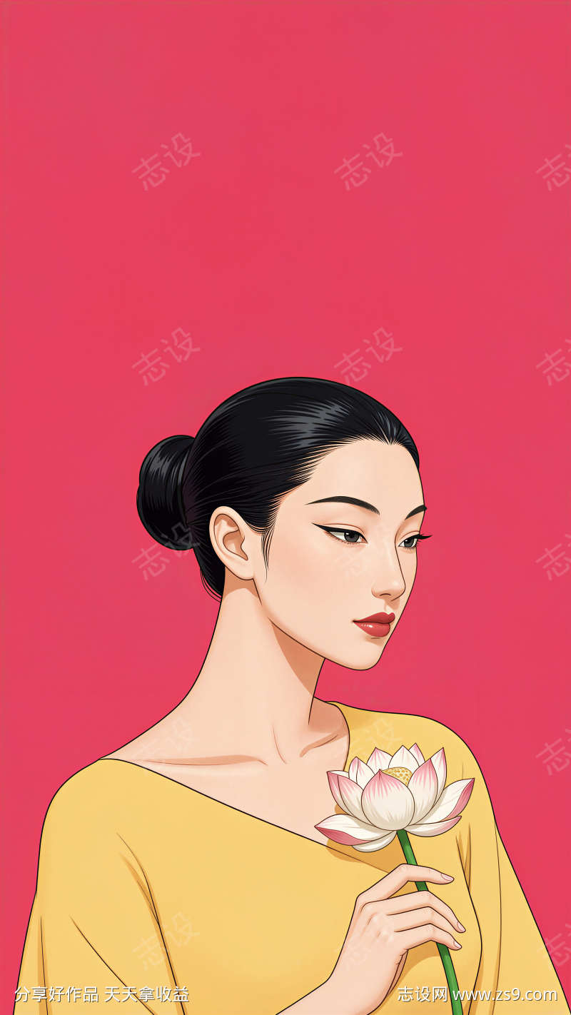 极简平涂人物插画