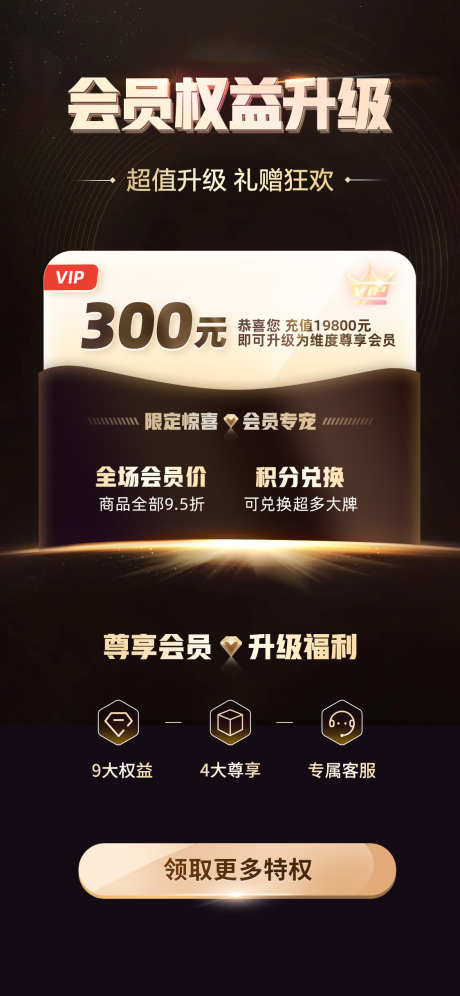 黑金钻石VIP会员权益升级海报_源文件下载_PSD格式_1125X2435像素-会员,权益升级,积分兑换-作品编号:2026032402536238-志˘设,网