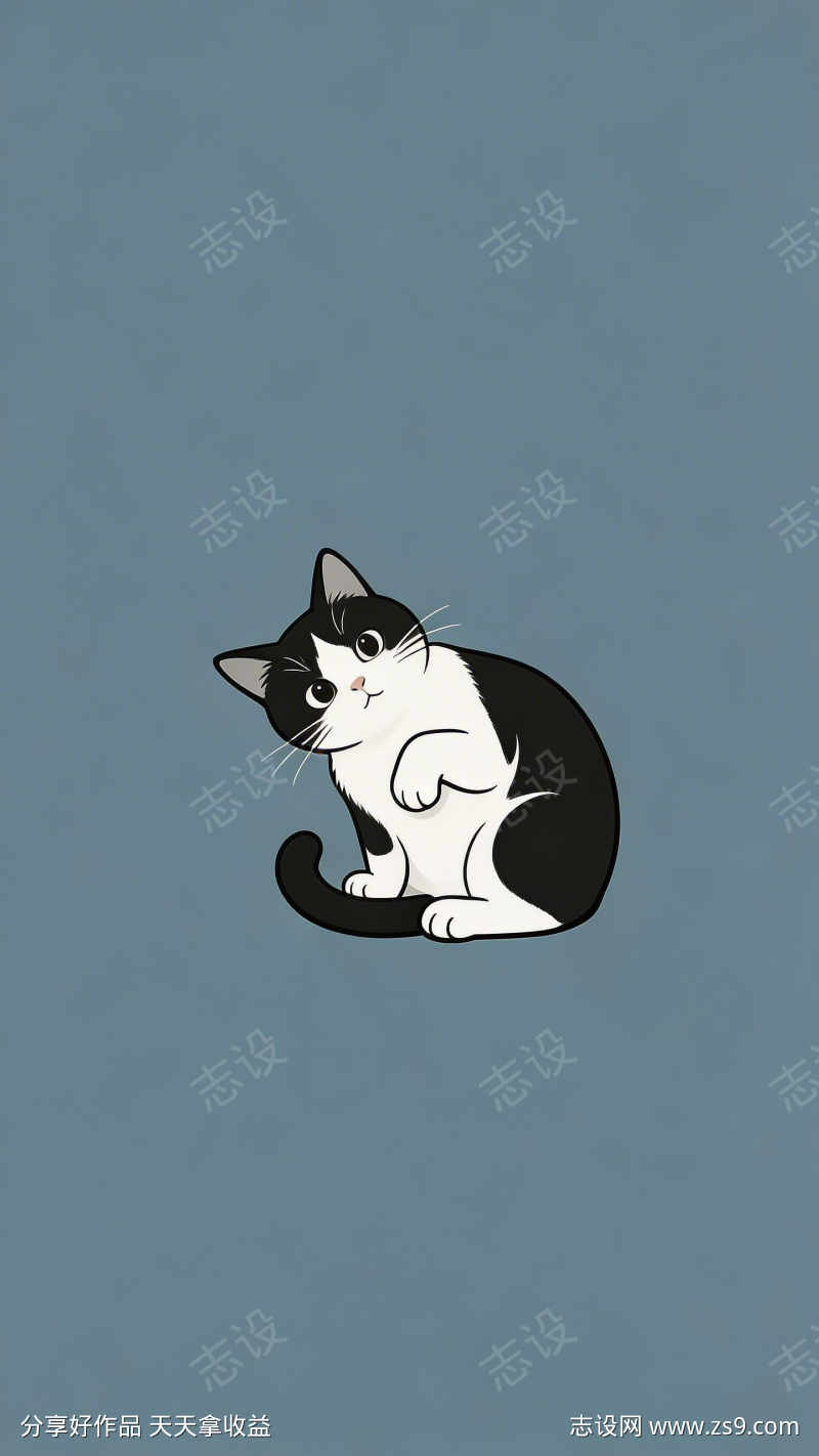 极简奶牛猫背景图