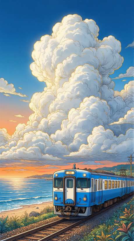 云朵下的列车
