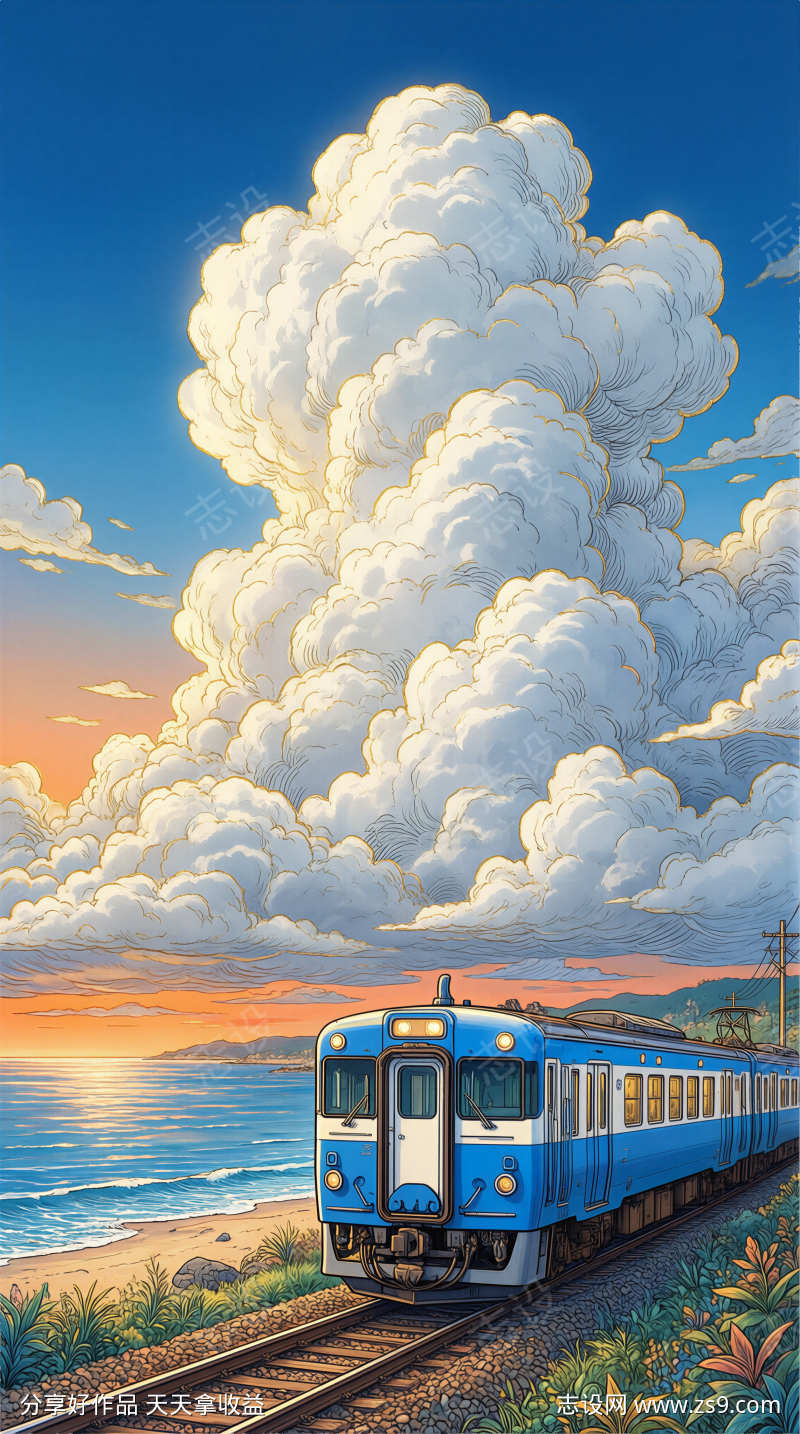云朵下的列车