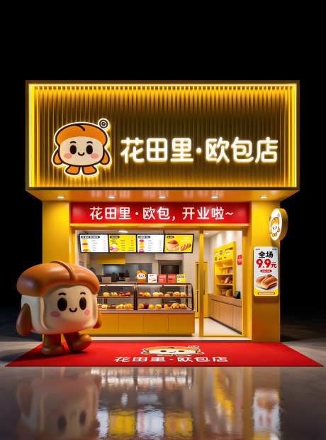 花田里欧包店门头设计效果图