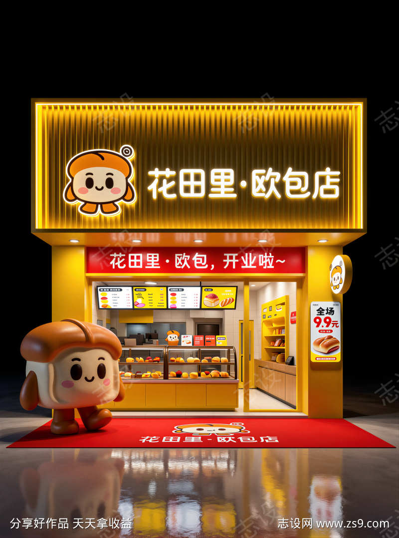 花田里欧包店门头设计效果图