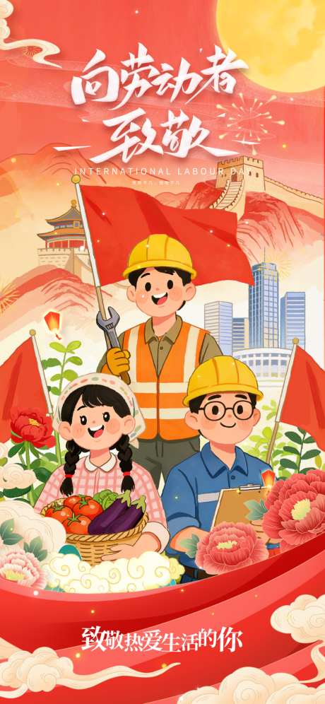 五一劳动节手机宣传海报27