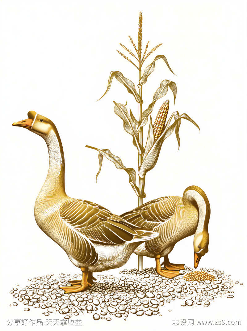 写实风格粒子金色大鹅