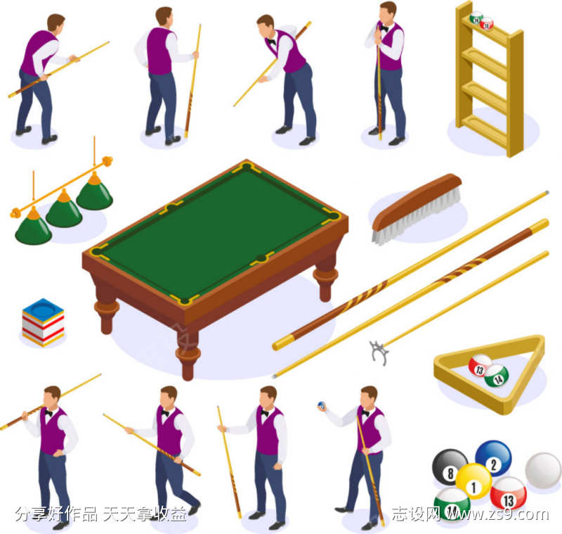 台球素材装饰