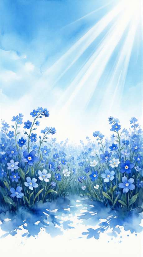 氛围感水彩风景插画图