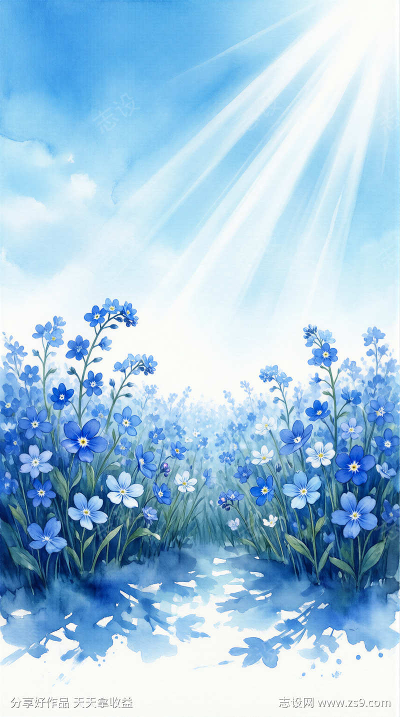 氛围感水彩风景插画图