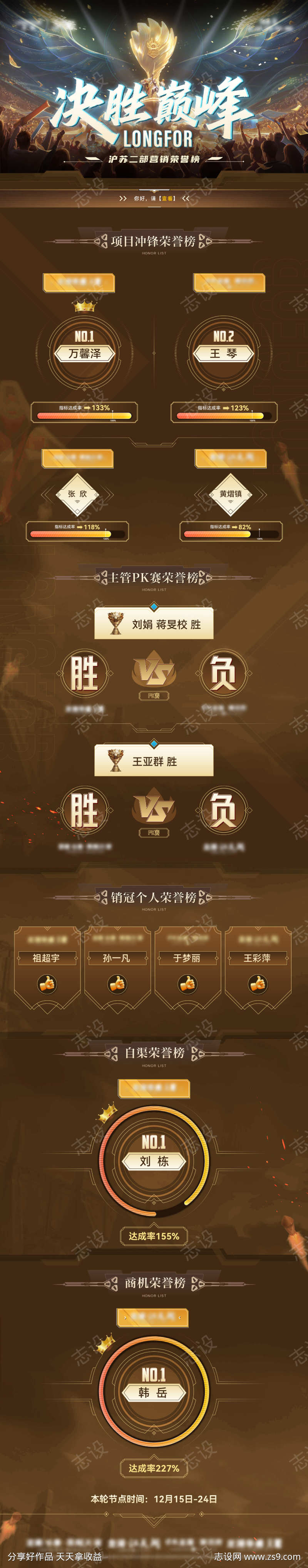 年终PK荣誉榜长图海报