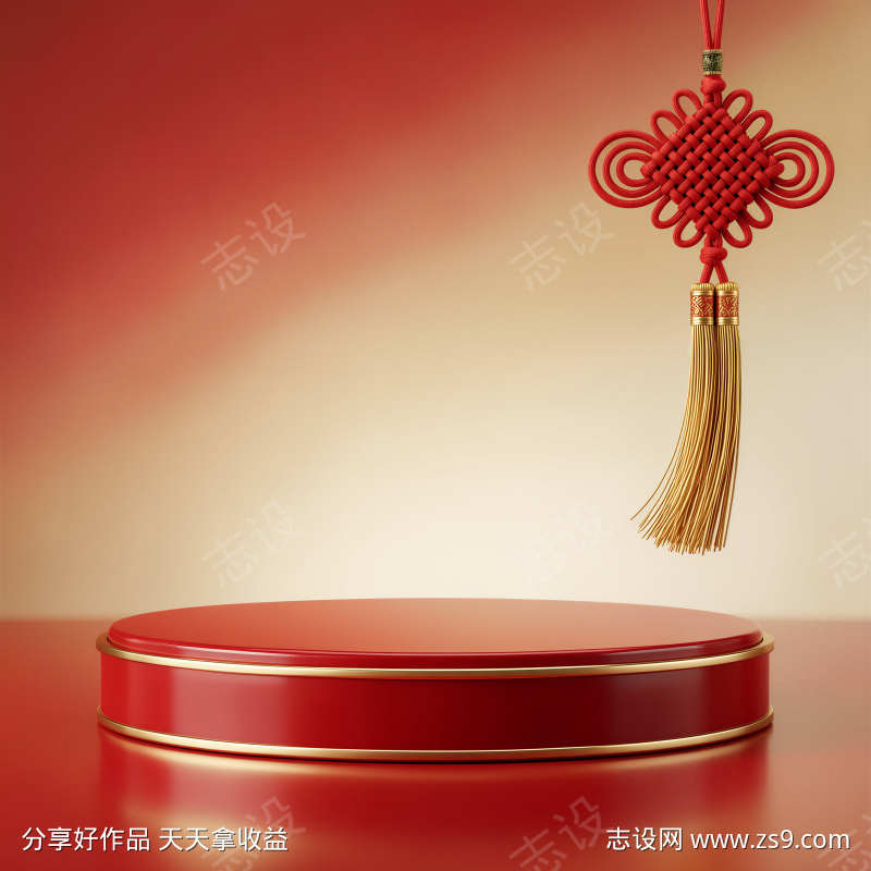 红金电商主图产品展台活动氛围年货节背景