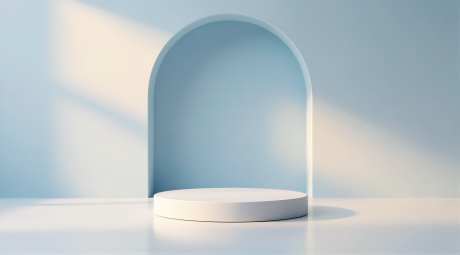清新蓝白光影拱门电商背景展台海报素材