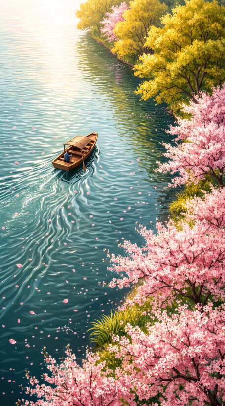 插画绘画春日水岸壁纸_AI图片下载_采样_2284X4116像素-温柔,温暖,壁纸-作品编号:2026041609512388-志˒设’网