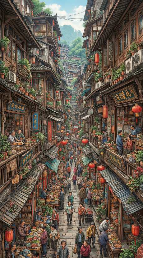 密集的市场_AI图片下载_采样_2284X4094像素-巷子,万州,重庆-作品编号:2026041611571612-志˱设˓网
