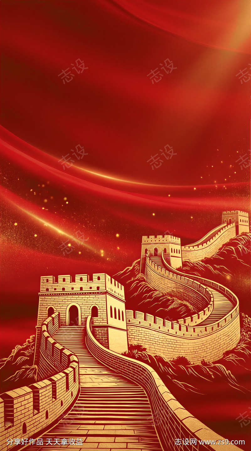 中国风红色主题设计图壁纸插画海报背景图
