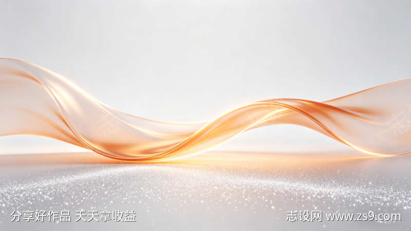 浅金色透明丝绸飘带动态背景高级感科技