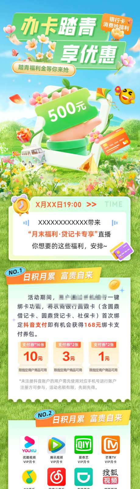 信用卡春日踏青福利金融办卡银行福利消费券