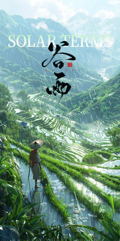 24节气之一谷雨节气海报