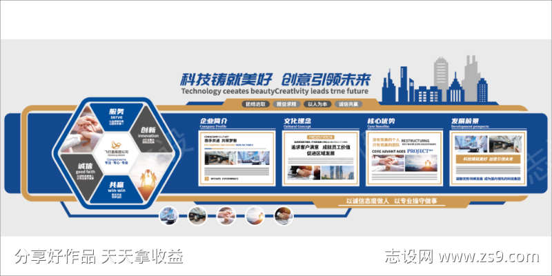 企业科技展厅历程简介文化墙