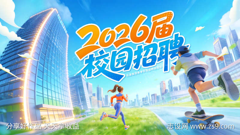 招聘校招招募毕业季运动会背景板活动展板海