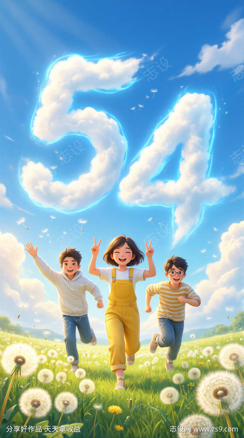 五四青年节插画