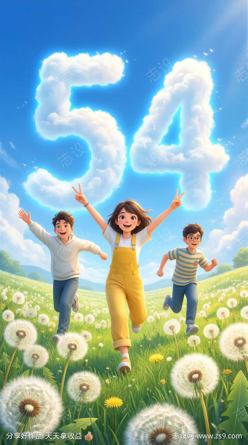 五四青年节插画