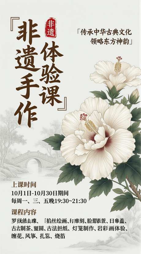 非遗手作体验课古典文化海报