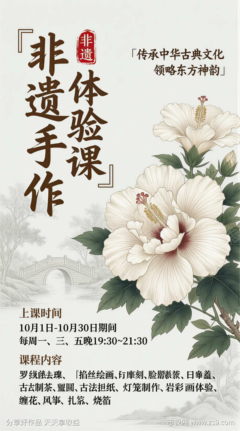 非遗手作体验课古典文化海报