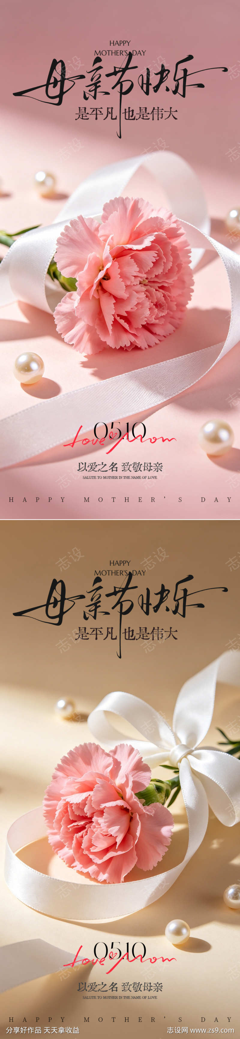母亲节康乃馨系列海报