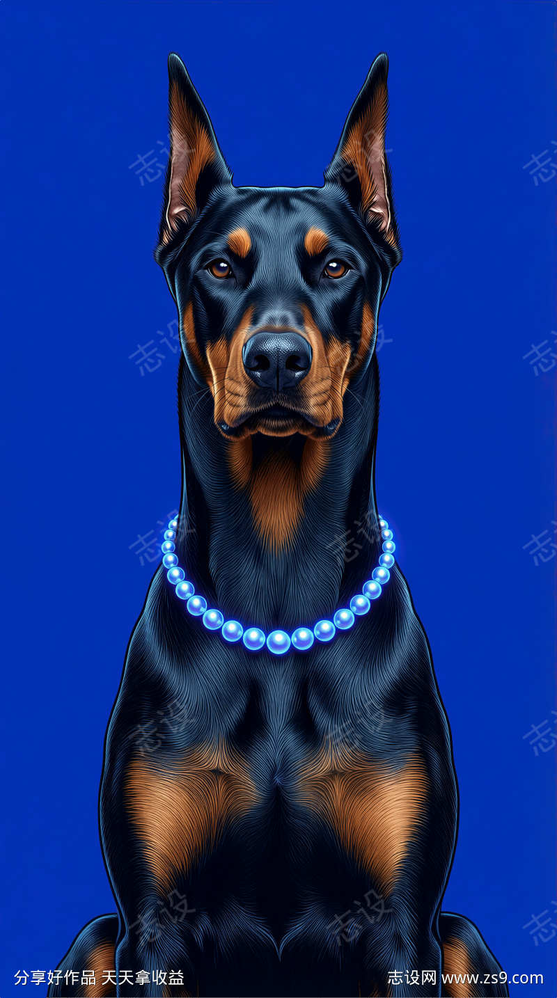 杜宾犬极简背景素材