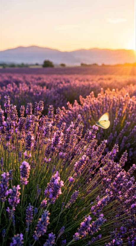黄昏时的薰衣草田