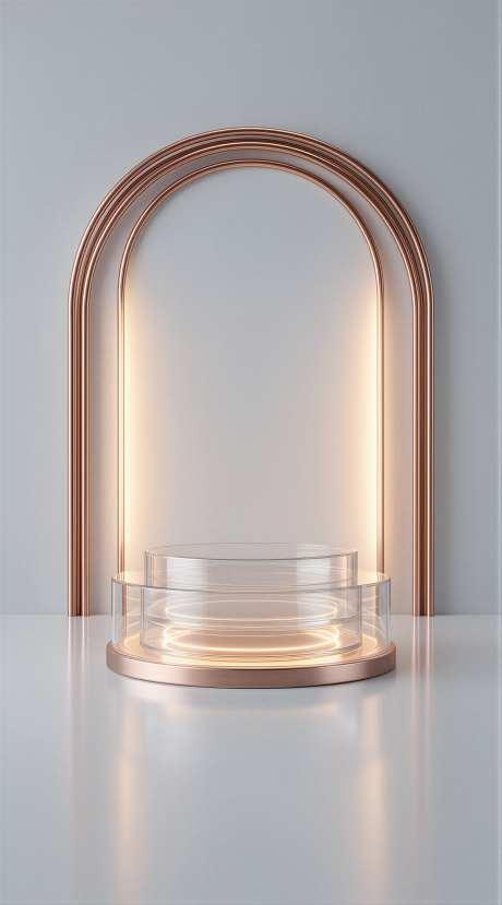 高级感玫瑰金边框光束展台电商背景